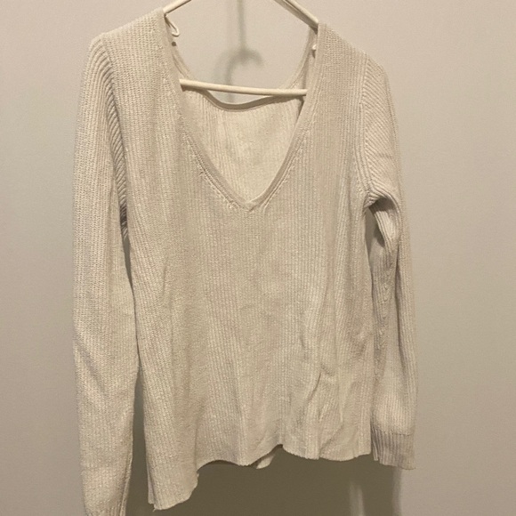 Off White Ribbed Long Sleeve Top - Picture 2 of 3